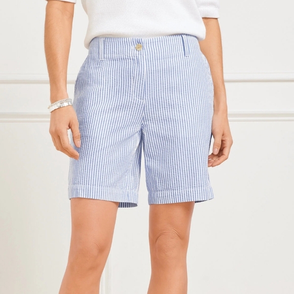 Talbots Blue White Striped Relaxed Chino Shorts - Picture 1 of 6